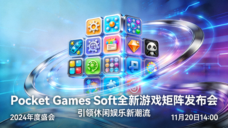 Pocket Games Soft全新游戏矩阵线上发布会现场 - 展示多款休闲娱乐游戏画面