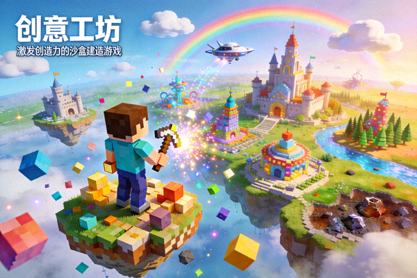 《创意工坊》游戏场景 - 一款激发创造力的沙盒建造游戏，玩家自由构建虚拟世界