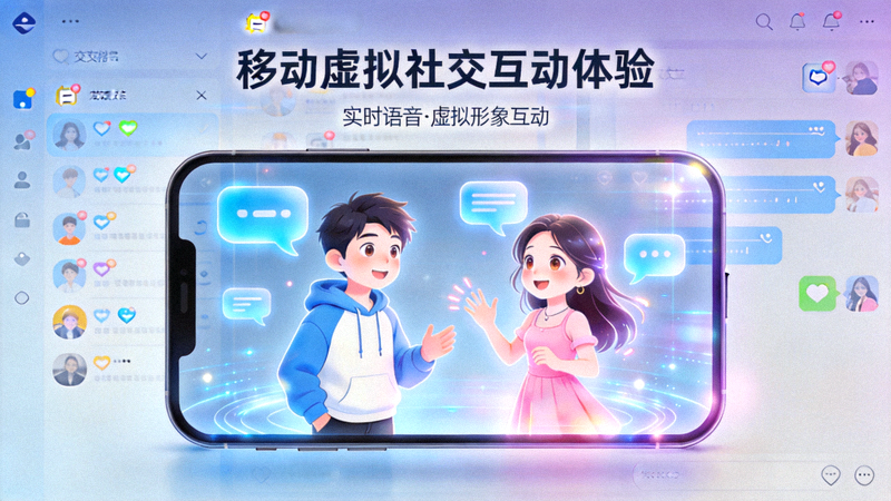 移动虚拟社交互动体验 - 展示实时语音和虚拟形象互动场景